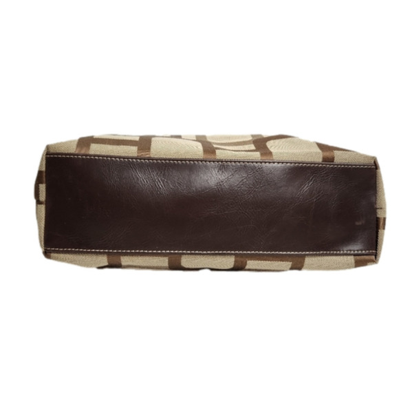 Shoulder bag Y2K Tote Hand bag Purse Vegan leather Cotton fabric Brown, tan - Picture 6 of 16